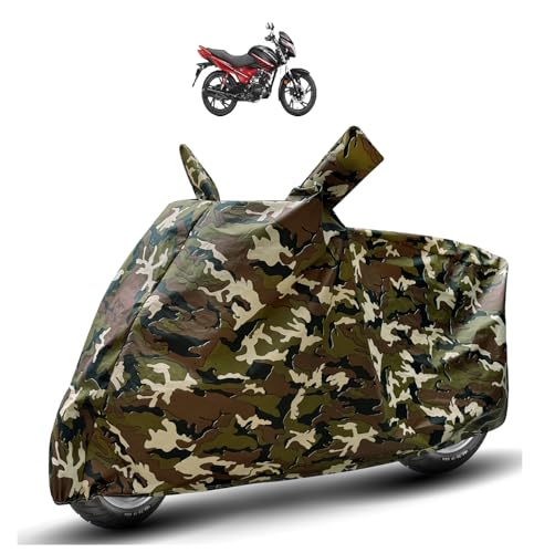 Image of Auto Hub Waterproof Bike Cover Compatible with Hero Glamour Dustproof, UV Protection Two Wheeler Bike Glamour Cover - Army Print