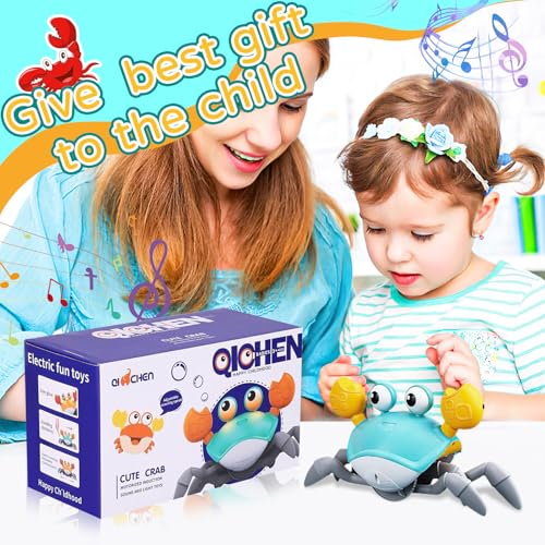 ZZQVIP Baby Spielzeug Krabbe Junge Mädchen, Spielzeug ab 1 2 3 Jahr, Crawling Crab Musikspielzeug, Geschenke für Kinder Spiele ab 3 4 Jahren, Familie Lernspielzeug für Tummy Time Toys