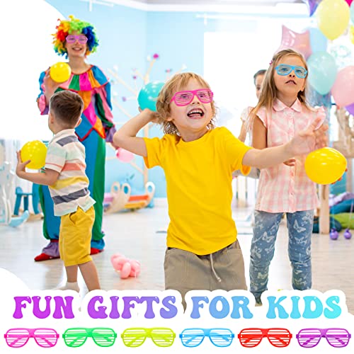 100 Pack Plastic Shutter Shades Glasses Bulk, 80's Style Slotted Shutter Shade Sunglasses, Neon Color Shade Glasses for Party Favors, School Gifts Teens Adults Birthday Supplies, Assorted Colors4