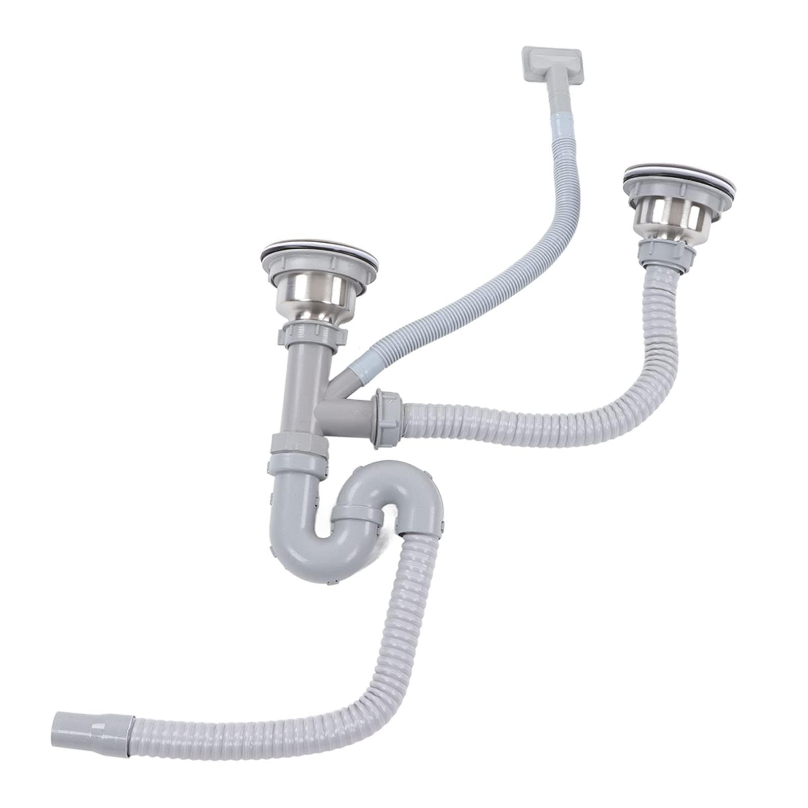 Tuyau de vidange robuste et durable pour évier de cuisine et salle de bain ensemble de tuyaux d évacuation en S courbé pour lavabo double avec conception anti fuite et facile à installer