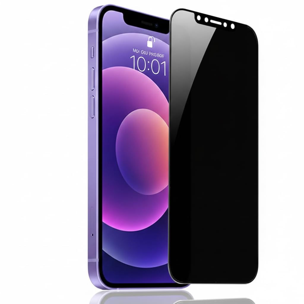 DD SON Military Grade 360 Degree Privacy Tempered Glass for iPhone 12 Pro Max (6.7 Inches) Anti-Spy Screen Protector with Accessories Kit, Shatterproof & Scratch Resistant Screen Guard-image-5