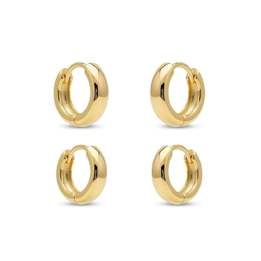 Trio de Brincos Argolas de Tamanhos Diferentes Para 1º, 2º e 3º furos Banhado a Ouro 18k Conjunto De Brincos Argolas 1º E 2º Furo Banhado A Ouro