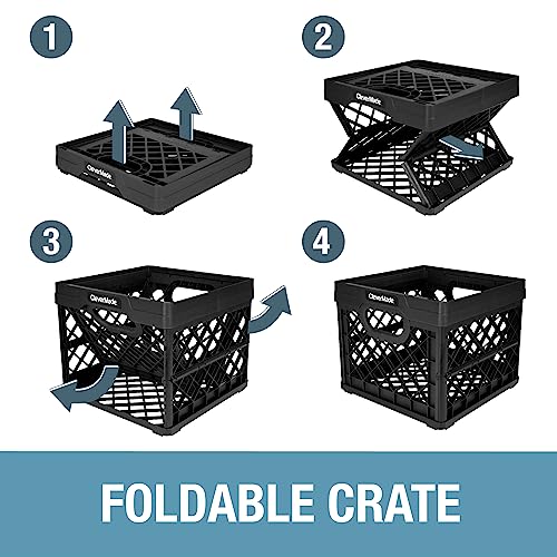 Clevermade Plastic Collapsible Milk Crates - 25L, Pack Of 3 In Black - Stackable Plastic Storage Bins, Holds 50Lbs Per Bin - Clevercrates Are Heavy Duty, Collapsible Storage Crate For Multi Purposes #TOP5