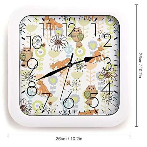 Pendule murale silencieuse renard blanc au design moderne épuré - 3