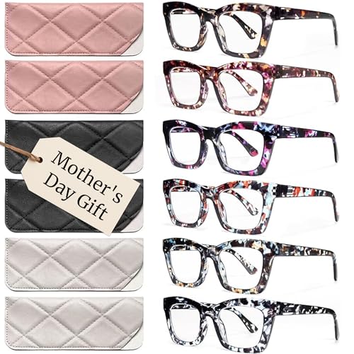 CCVOO Oprah Style Reading Glasses - Mothers Day Gift for Mom - Lightweight Blue Light Blockers, UV400, Spring Hinge