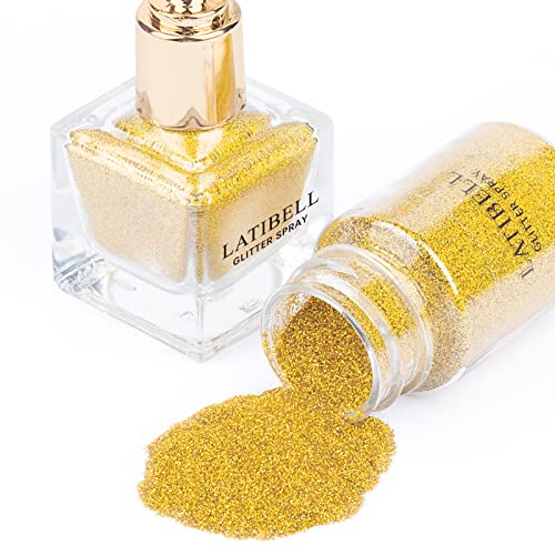 Latibell Body Glitter Spray, Gold Glitter Spray For Hair And Body, Glitter Body Spray Cosmetic Shimmer Makeup Glitter For Rave Hair Body Face Clothes Nail Art Craft Design - With 1 Jar Of Refills #TOP6
