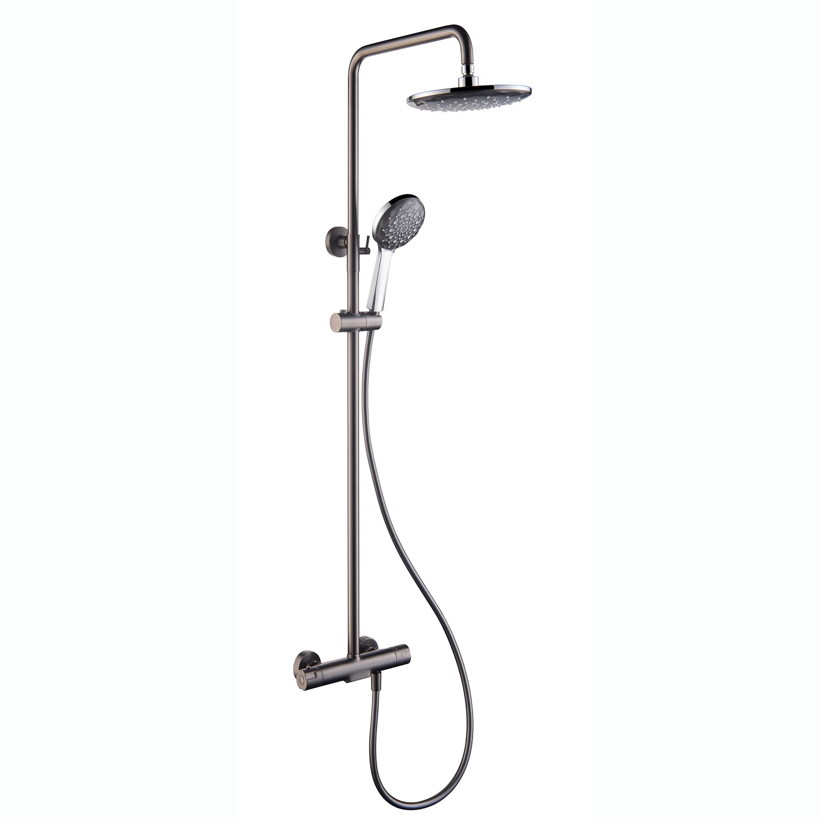 SBCGFY Thermostatic Shower System With Rain Shower Head & Handheld, Wall Mount Combo Set, 3 Mode Mixer Faucet, Tub Spout, Gray Finish - Ultimate Bathroom Upgrade,Grey