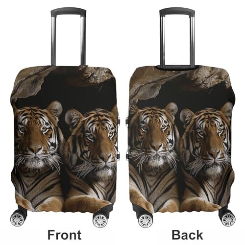 Tiger in Cave Luggage Cover, Washable Elastic Suitcase Cover Protector Fit 18-32 Inch Luggage3