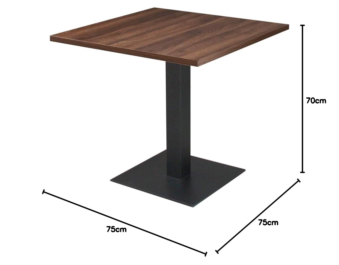Amazon｜業務用 カフェテーブル 750×750×H700 角ベース スチール脚 