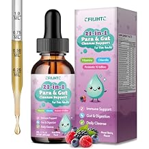 21 in 1 Parasite Cleanse for Humans & Kids, Herbal Gut Cleanse & Detox Support, Wormwood Black Walnut Pumpkin Seed, Probiotics 10 Billion CFU, Digestive & Gut Health Drops Mixed Berry Flavor 2 Fl Oz