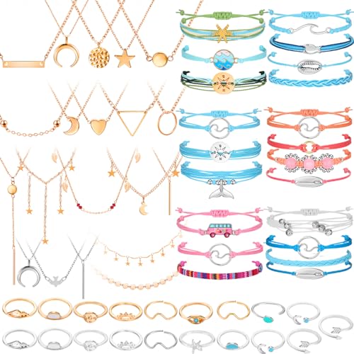 Bracelet surfer et bijoux de Noël avec collier choker et bagues pour femme