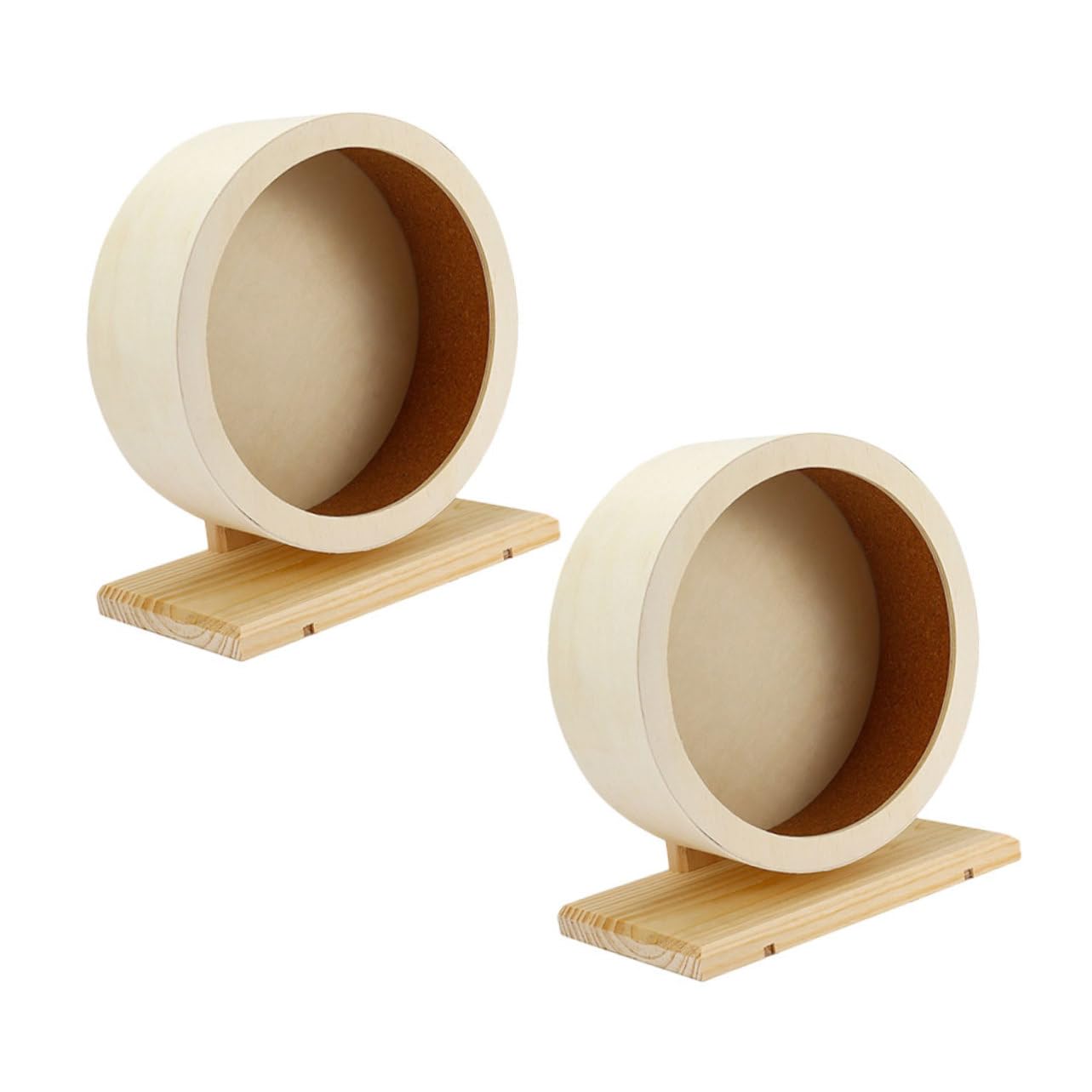 Didiseaon 2piezas Rueda de Hámster Silenciosa de Madera para Correr con Corcho para Reducir el Ruido Resistente Arañazos para Chinchillas Cobayas y Erizos