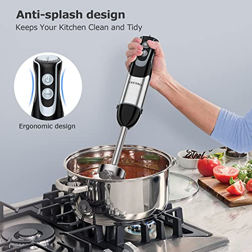 Image of FRESKO Immersion Blender 500 Watt 12 Speed & Turbo Mode, 304 Stainless Steel Blades Hand Blender Perfect for Smoothies, Puree, Baby Food & Soup (HB3301)
