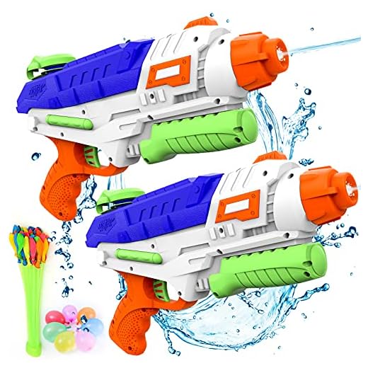 Water Guns for Kids Toddlers Adults, HOMETALL Squirt Guns for Kids 2 Pack, Super Soaker with Rapid-Fill Water Bunch O Balloons, High Power Water Gun Long Range of 35ft, Pool Guns Boys Toys Set