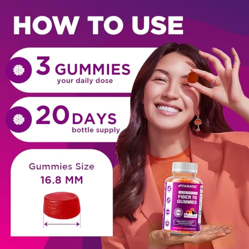 image for Vitamatic Prebiotic Fiber Gummies for Adults – 7g Fiber per Serving 