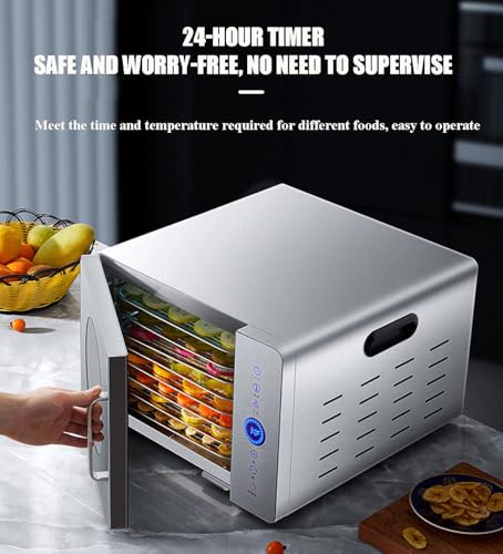 Desidratador de alimentos 1000W, bandeja de aço inoxidável de 8 camadas, desidratador de frutas, con