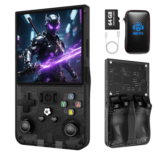 R36MAX Retro Handheld Game Console,4.0 Inch Retro Gaming Console with 64GB Memory,Support 30+ Emulators,Open Source Linux System Hand Held Game Console,4000mAh Battery(Black)
