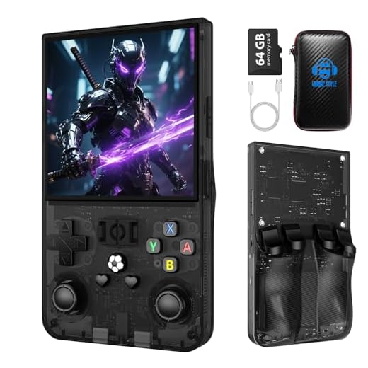 R36MAX Retro Handheld Game Console,4.0 Inch Retro Gaming Console with 64GB Memory,Support 30+ Emulators,Open Source Linux System Hand Held Game Console,4000mAh Battery(Black)