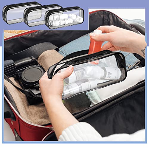 Image of Crtiin 60 Pcs Clear Pencil Pouch Bulk Makeup Cosmetic Bags for Women Large Capacity Box for Back to School Travel Toiletry Office Stationery(Black)