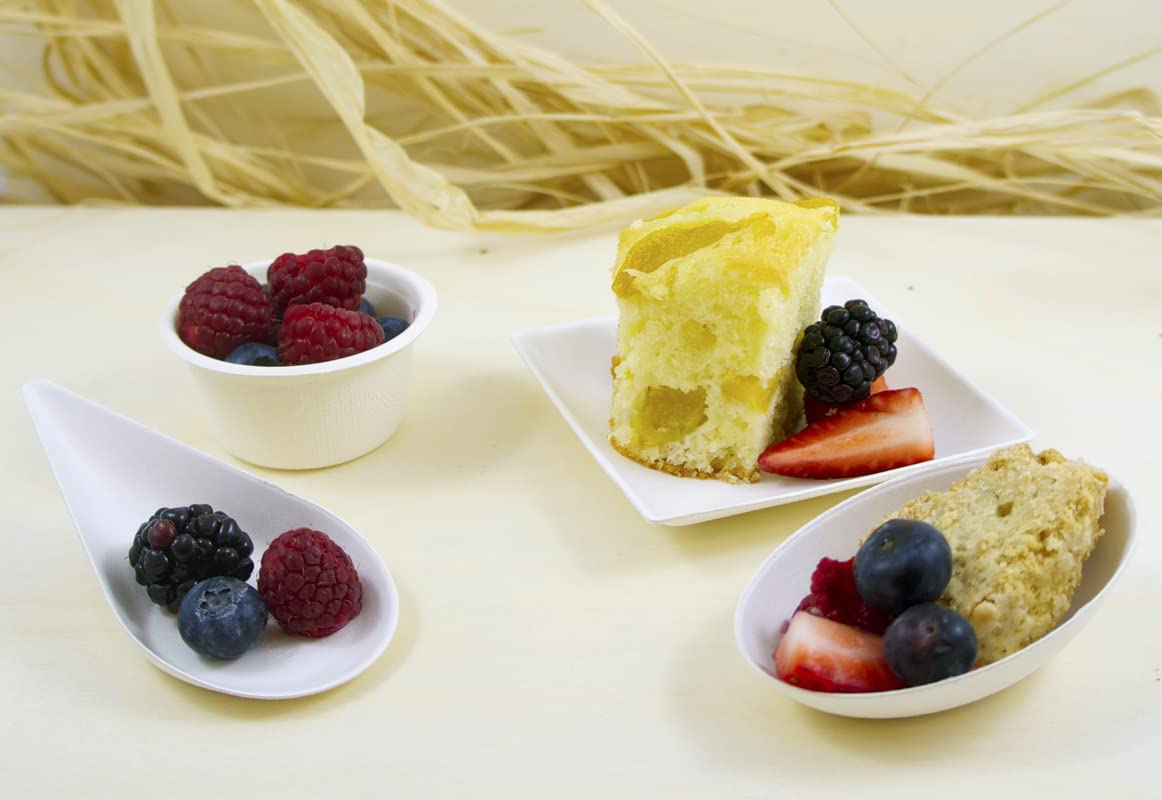 PacknWood 210BCHICEGG Bio n Chic Egg Shaped White Sugarcane Dish - 1oz 3.1 x 2.1 x 1.1in - 300 pcs