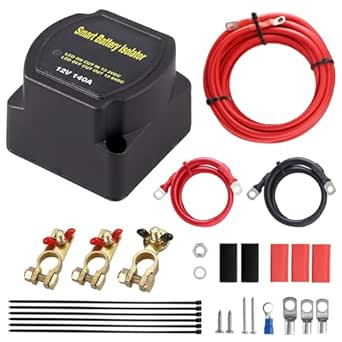 GEARMONSTER Relè di separazione completo, 12 V/140 A, kit di isolamento a doppia batteria con display a LED per ATV, UTV, camper