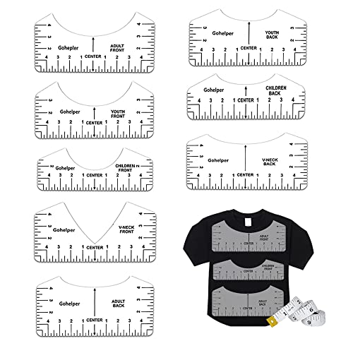 8 Stücke T-Shirt Ausrichtungslineal T-Shirt Lineal T-Shirt Ruler Guide Vinyl-T-Lineal für T-Shirts Vinyl-T-Lineal für T-Shirts für T-Shirts mit Rundhalsausschnitt und V-Ausschnitt, Erwachsene, Jugend Cover