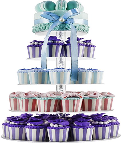 5 Tiers Round Cupcakes Stands - Holders, Clear Wedding Cakes Stand, Large Pastry Cupcake Tower Stand for 50 60 Cupcakes, Cupcake Tree, Cupcake Display DYCacrlic(Unique Bubble Party Decorations)