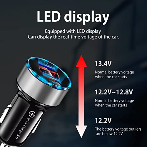 BELIYO car charger USB36W/6A 2023 latest voltage display meter cigarette lighter socket USB cigar socket USB fast charging car charger, suitable for iPhone, iPad, SONY, Samsung Galaxy (Blue) - Image 4