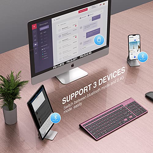 Bluetooth-KeyboardJ-JOYACCESS-Multi-Device-24GBT30BT50-Wireless-Bluetooth-Keyboard-Compatible-with-iMacMacMacBookLaptopAndroidWindows-Wine-Red