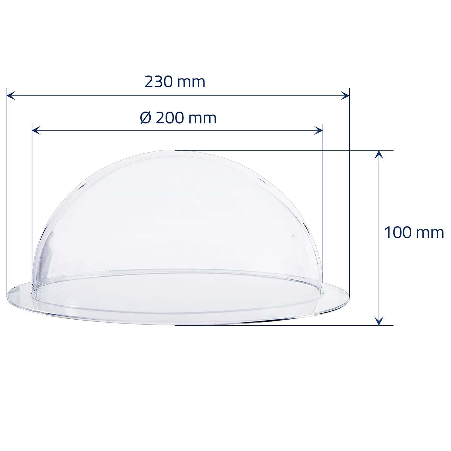 HMF Półkula akrylowa z kołnierzem, kopuła akrylowa DIY | Ø 20 cm | Przezroczysta