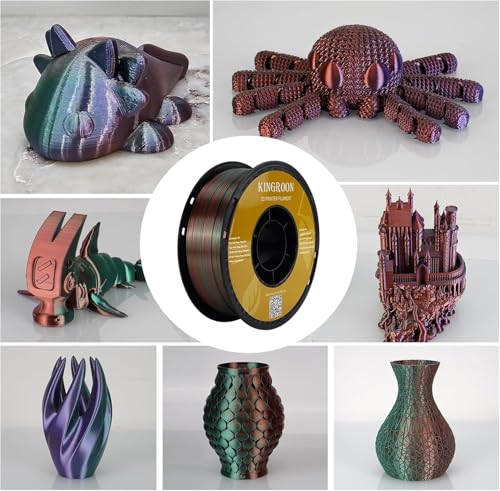 Image of Kingroon PLA Filament, Multicolor Silk PLA Filament, Dual Color 3D Printer Filament 10 Rolls, 10kg Spool(22lbs), 1.75 mm, Dimensional Accuracy + /- 0.03 mm, 10 Different Dual Colors