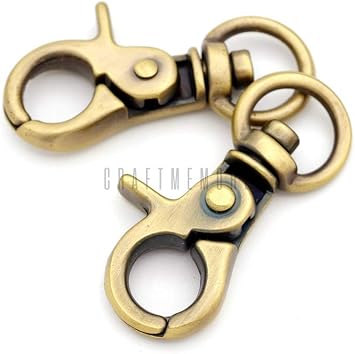 CRAFTMEMORE Swivel Trigger Snap Hooks Quality Metal Clips Lobster Clasp 1-7/8" Long 4 Pack SC07 Brushed Brass