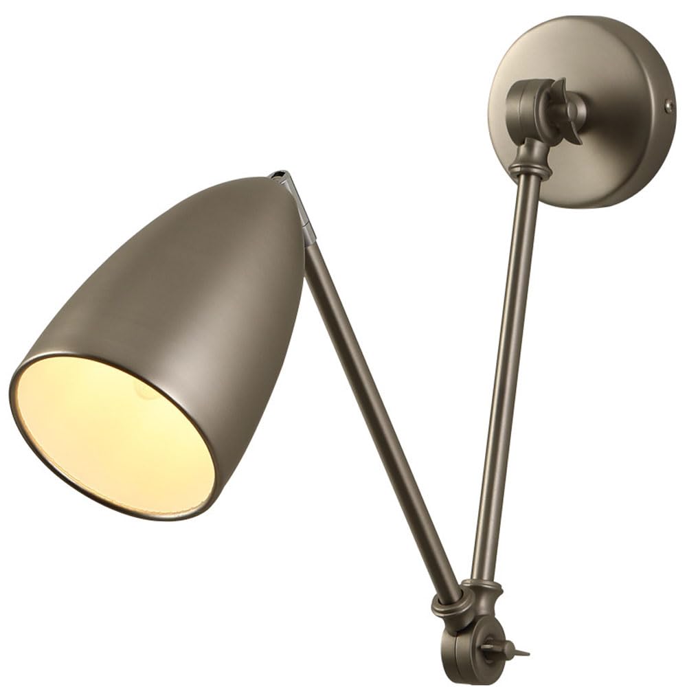 Kinkiet ścienny z regulowanym ramieniem, lampka nocna do czytania, rustykalna lampa ścienna w stylu wiejskim, do sypialni i gabinetu