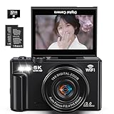 デジタルカメラ 5K動画 7500万画素 デジカメ スマホに送れる WIFI転送機能 18Xデジタルズーム 32GB Micro SDカード付き AFオートフォーカス LEDライト ウェブカメラ 3.0インチ大画面 充電式バッテリー コンパクト 子供や初心者向け 学生 クリスマスプレゼント ブラック
