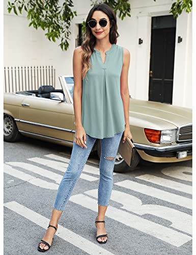 Newchoice Tank Tops for Women Plus Size, Dressy Casual Summer Blouses Loose V Neck Sleeveless Shirts (Sage Green, XXXL) by Newchoice - Used condition - Image 14