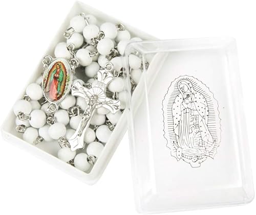 Rosarios de madera perfumada para bautizo de bautizo, de la Virgen de Guadalupe, 12 unidades, para regalo de fiesta de primera comunión, recuerdos