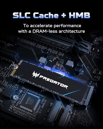 Image of Acer Predator GM7 1TB SSD: M.2 2280 PCIe Gen 4 x4 NVMe 2.0, Read Speed Up to 7400 MB /s, Internal PC Solid State Drive for Laptop, Desktop and PS5 - BL.9BWWR.118