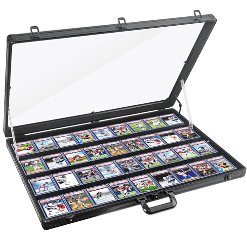 BALEEPA Card Display Case for Cards Aluminum Glass Trade Show Display Case Large Portable Trading with Lock for Jewelry, Collectibles, Sports Cards. 34IN x 22IN