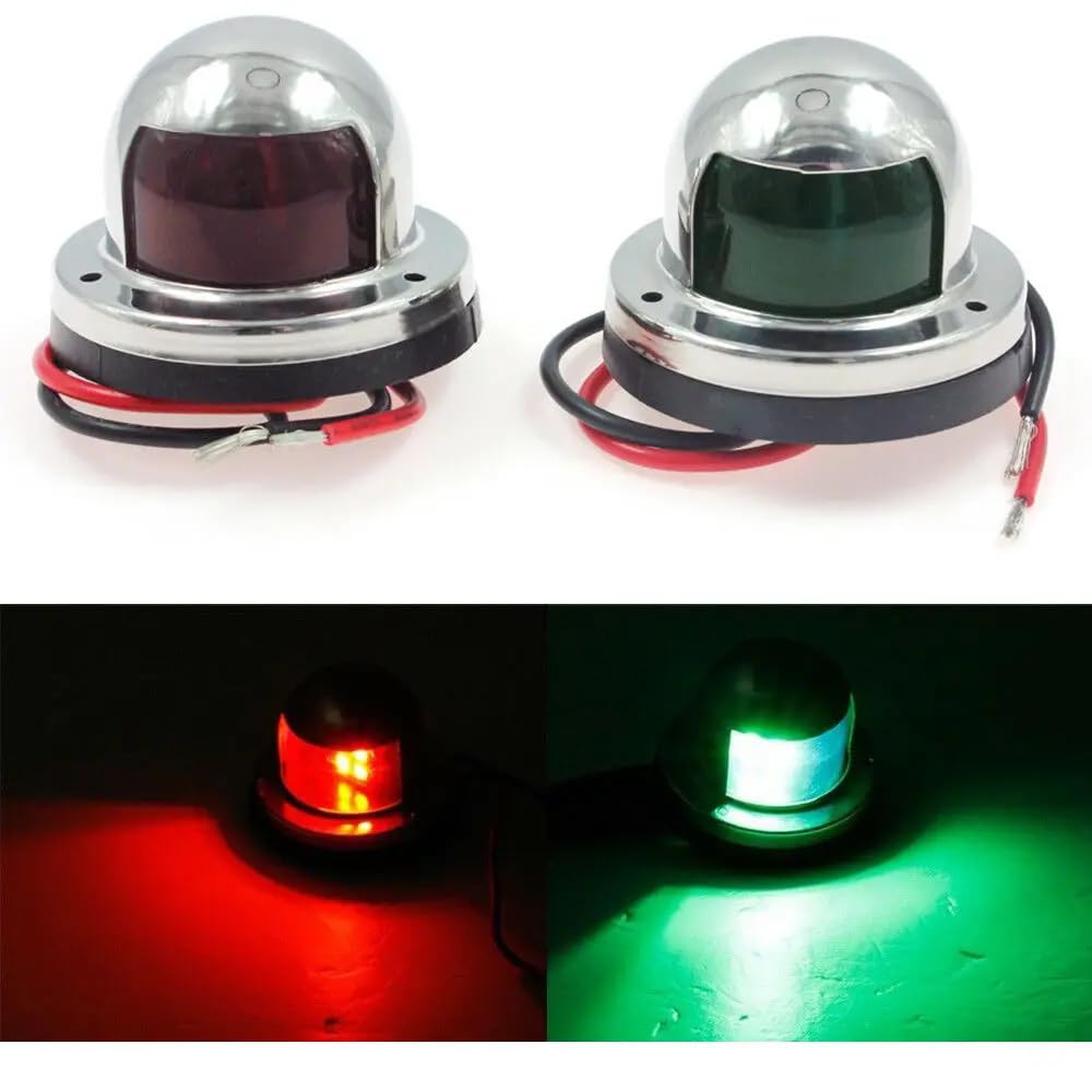 JT-HLM 1 Pair 12V LED Navigation Light, Red & Green LED Navigation Light Lamp, Waterproof port and starboard lights for 20m Boat Maximum Navigation Warning Light