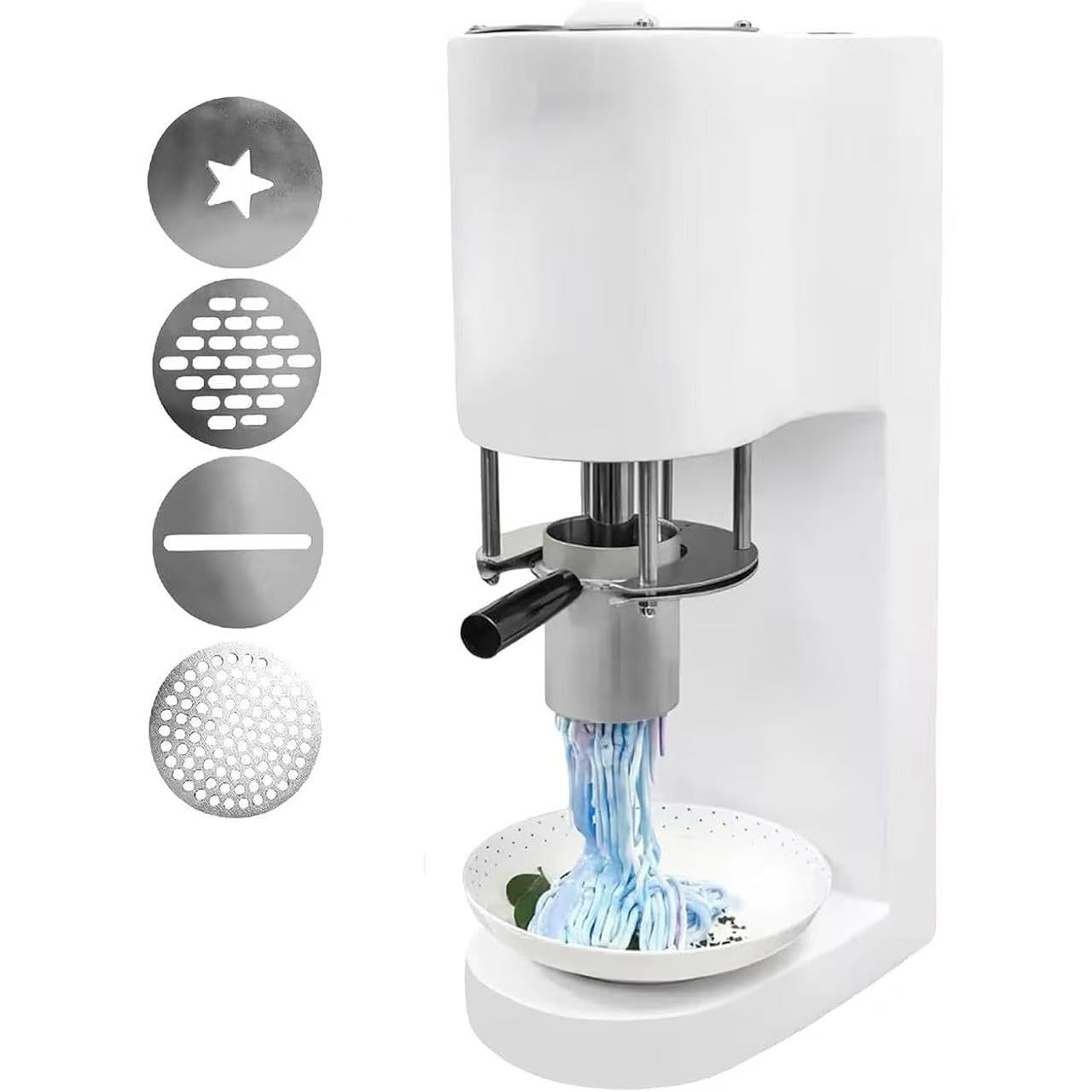 Gelatiera Elettrica per Spaghetti Gelato, 80W con 4 Stampi, Tramoggia 420ml, Uscita 7.9 Gal/H per Dessert