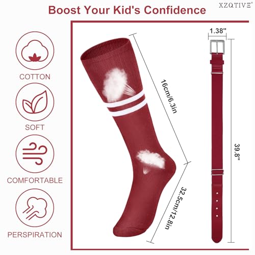 Image of XZQTIVE Baseball Softball Socks and Belt Combo Set Adjustable Softball Socks and Elastic Belt for Kids Youth Adult