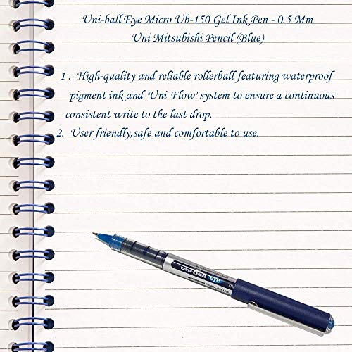 Uni-Ball Eye Micro Fine UB Pen, verschiedene Farben, 3 Stück Fine 0.5 mm Line blau