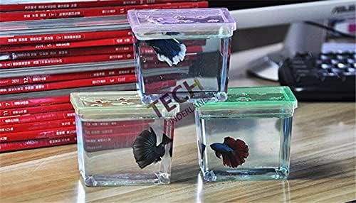 Fish Tank Colorful Betta House Rectangle Fighting Betta Fish Tank Aquarium Living Room Office Desktop Housewarming Gift Aquarium Tank (Color : Color, Size : Rectangle)