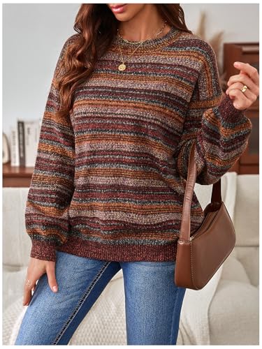 Image of MakeMeChic Women's Striped Sweaters Halloween Vintage Grandpa Sweaters
