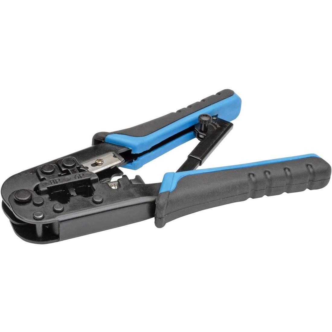 TRIPP LITE Pinza crimpatrice RJ11/RJ12/RJ45 con spellacavi Cat5e/Cat6 (T100-001), nero/blu