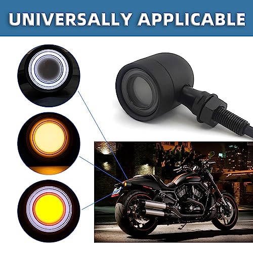 Image of Motorcycle Turn Signals LED Front Lights 2 PCS, Vintage 40 LEDs Switchback White Amber Light for Running Turn Blinkers Universal Fit Chopper Bobber-Black