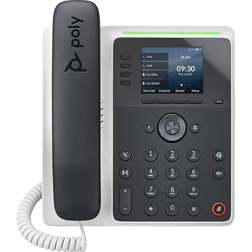 Poly Edge E220 IP Desk Phone – 4-line Keys Supporting up to 16 Lines - Integrated Bluetooth for Mobile Phone and Headset Pairing (Power Supply NOT Included) (Renewed)