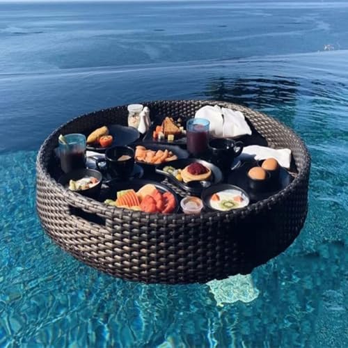 Bandejas flotantes para servir piscina, bar y spa, soporte redondo impermeable para bebidas y alimentos para adultos, perfecto para fiestas y relajación