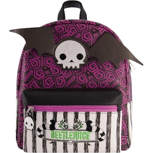 Concept One Beetlejuice Mini Backpack, Small Travel Bag Purse with Adjustable Shoulder Straps for Men and Women, Multi, 11 Inch by Concept One - Used condition - US$24.11