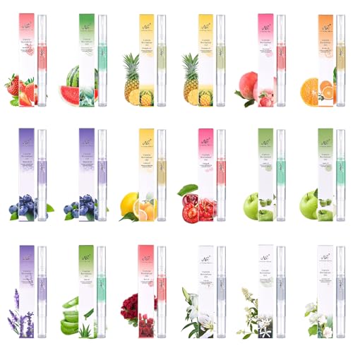 18 Piezas Aceite Cuticulas Uñas Lapiz: Aceite para Cuticulas de Sabores Mixtos Reparador para Manicura Manos y Pies